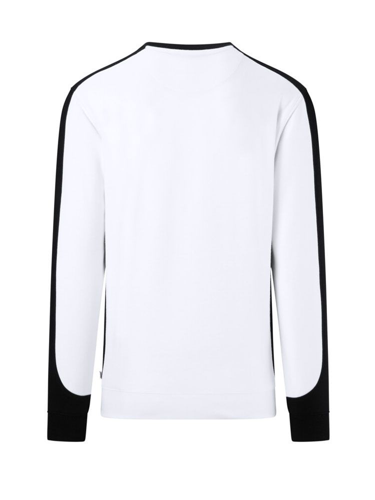 Weißes Arbeits Sweatshirt mit schwarzen Kontraststreifen, Regular Fit für Maler & Handwerk