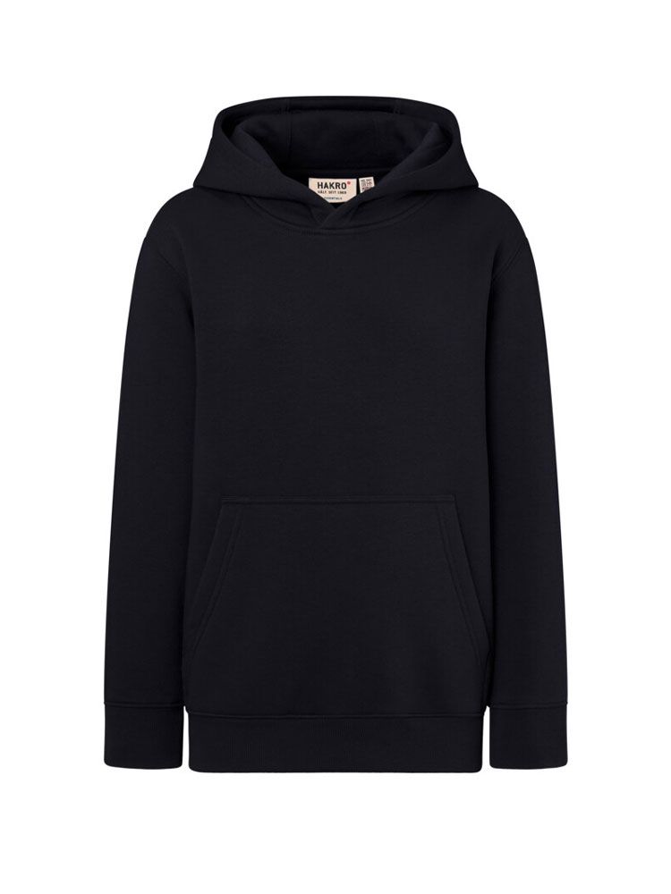 Schwarzes Kinder Kapuzen-Sweatshirt aus Bio-Baumwolle mit Kängurutasche