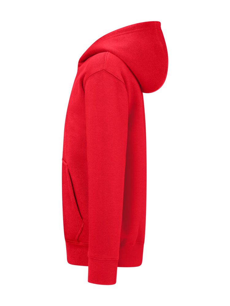 Rote Kinder Kapuzen-Sweatjacke aus Bio-Baumwolle mit Reißverschluss