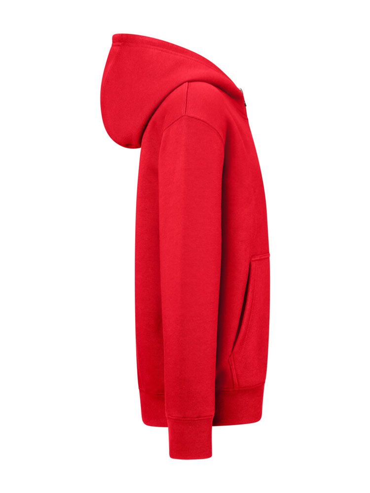 Rote Kinder Kapuzen-Sweatjacke aus Bio-Baumwolle mit Reißverschluss