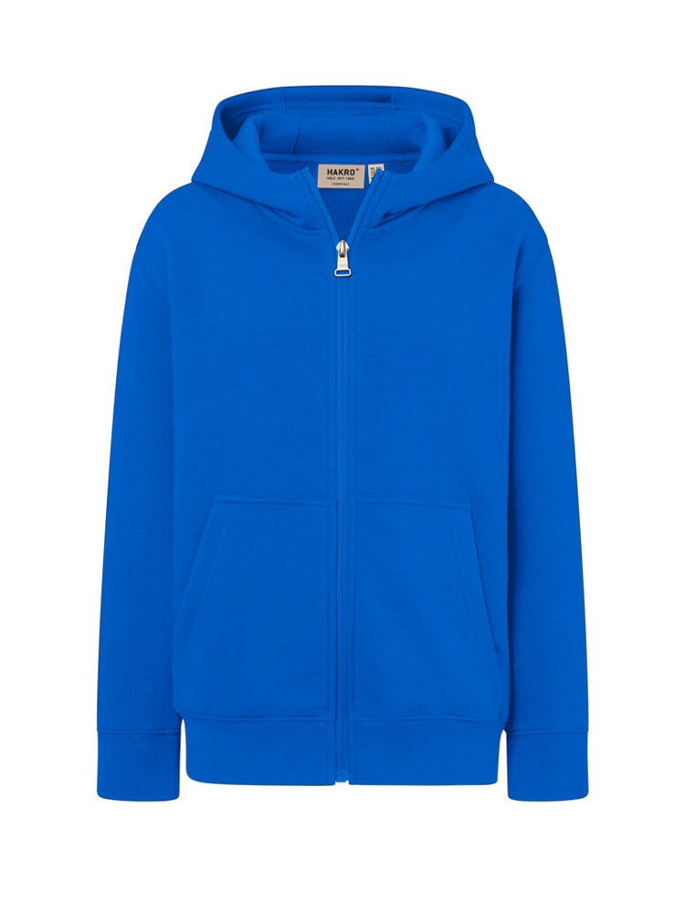 Blaue Kinder Kapuzen-Sweatjacke aus Bio-Baumwolle mit Kängurutaschen