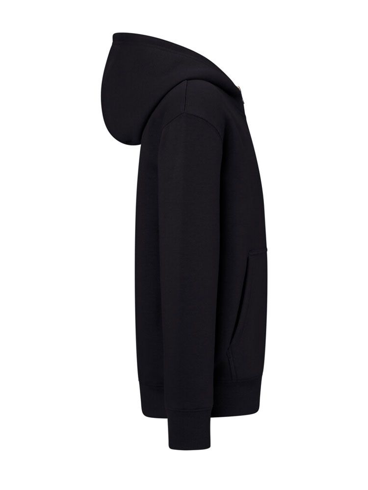 Schwarze Kinder Kapuzen-Sweatjacke aus Bio-Baumwolle mit Reißverschluss