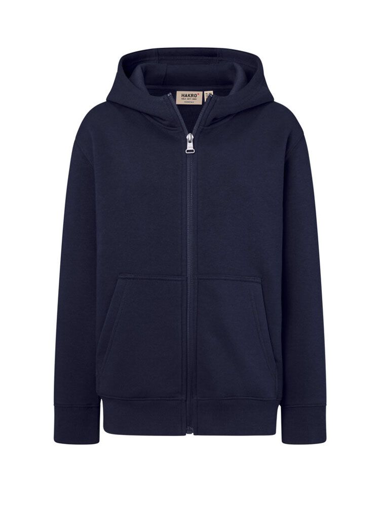 Dunkelblaue Kinder Kapuzen-Sweatjacke aus Bio-Baumwolle mit Reißverschluss