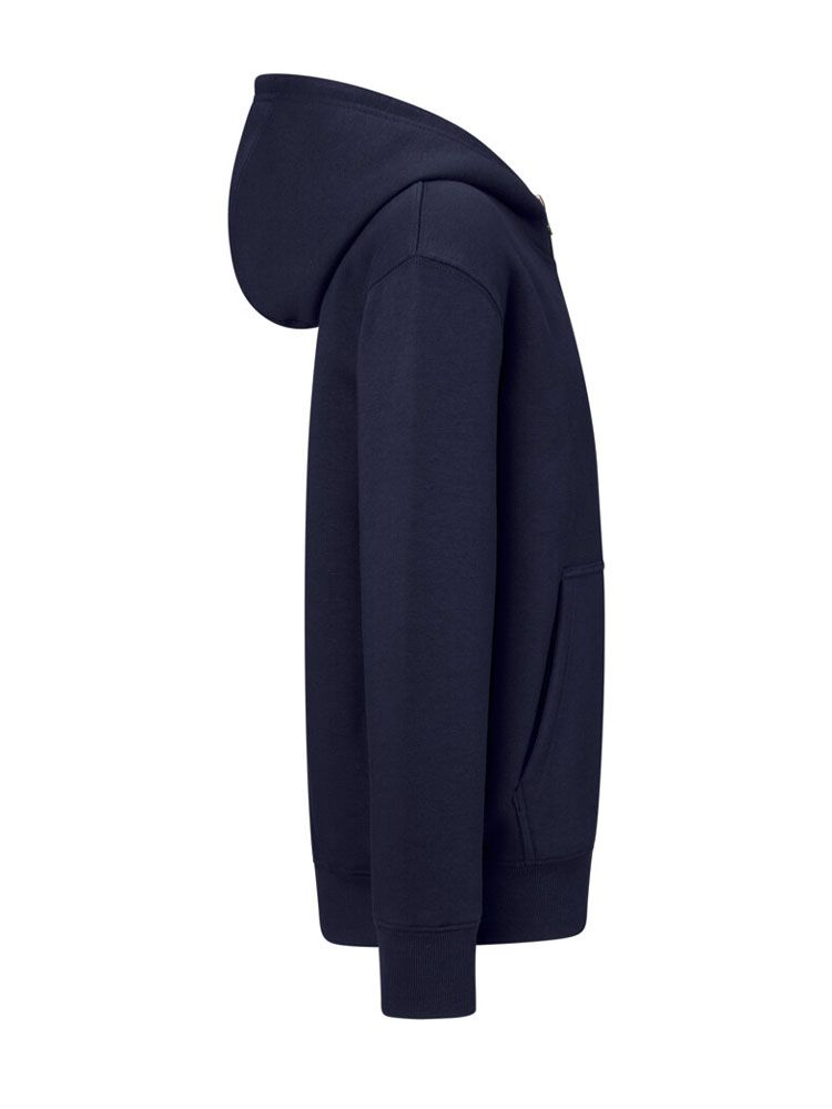 Dunkelblaue Kinder Kapuzen-Sweatjacke aus Bio-Baumwolle mit Reißverschluss