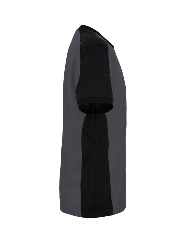 Karbongraues Arbeits T-Shirt mit dunklen Kontrasteinsätzen – ideal für Stickerei oder Druck mit Logo.