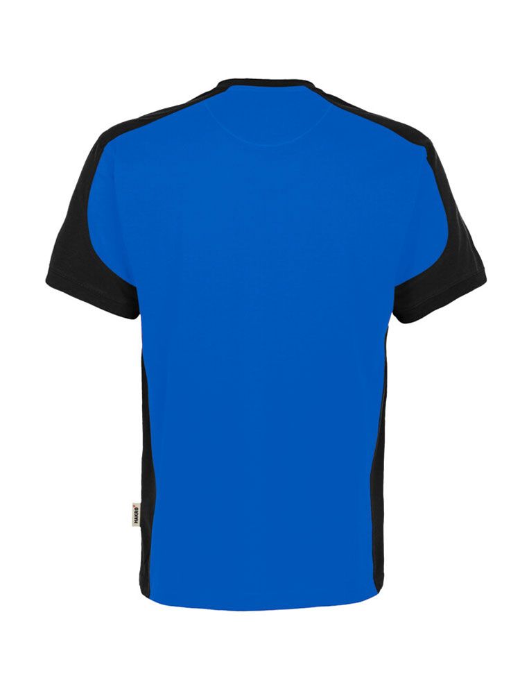 Blaues Arbeits T-Shirt mit dunklen Kontrasteinsätzen – ideal für Handwerk, Technik und Logistik.