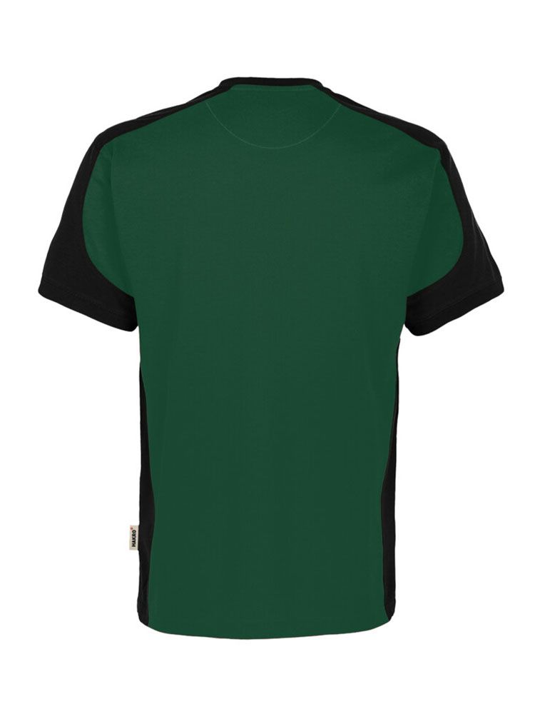 Dunkelgrünes Arbeits T-Shirt mit dunklen Kontrasteinsätzen – robust, pflegeleicht und ideal für Firmenkleidung.