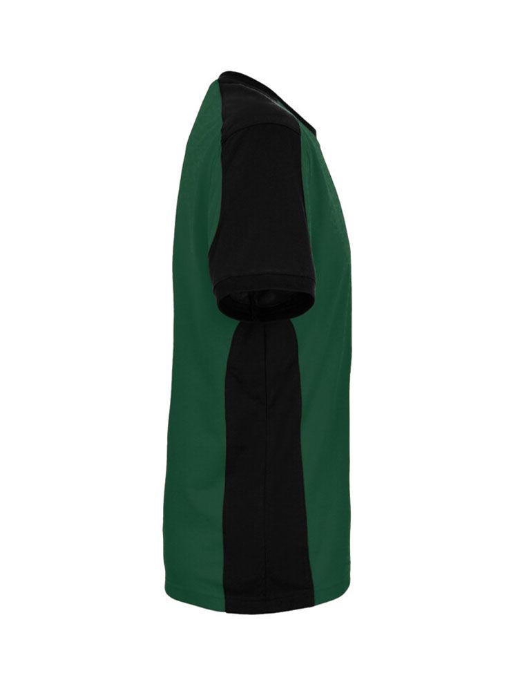 Dunkelgrünes Arbeits T-Shirt mit dunklen Kontrasteinsätzen – robust, pflegeleicht und ideal für Firmenkleidung.