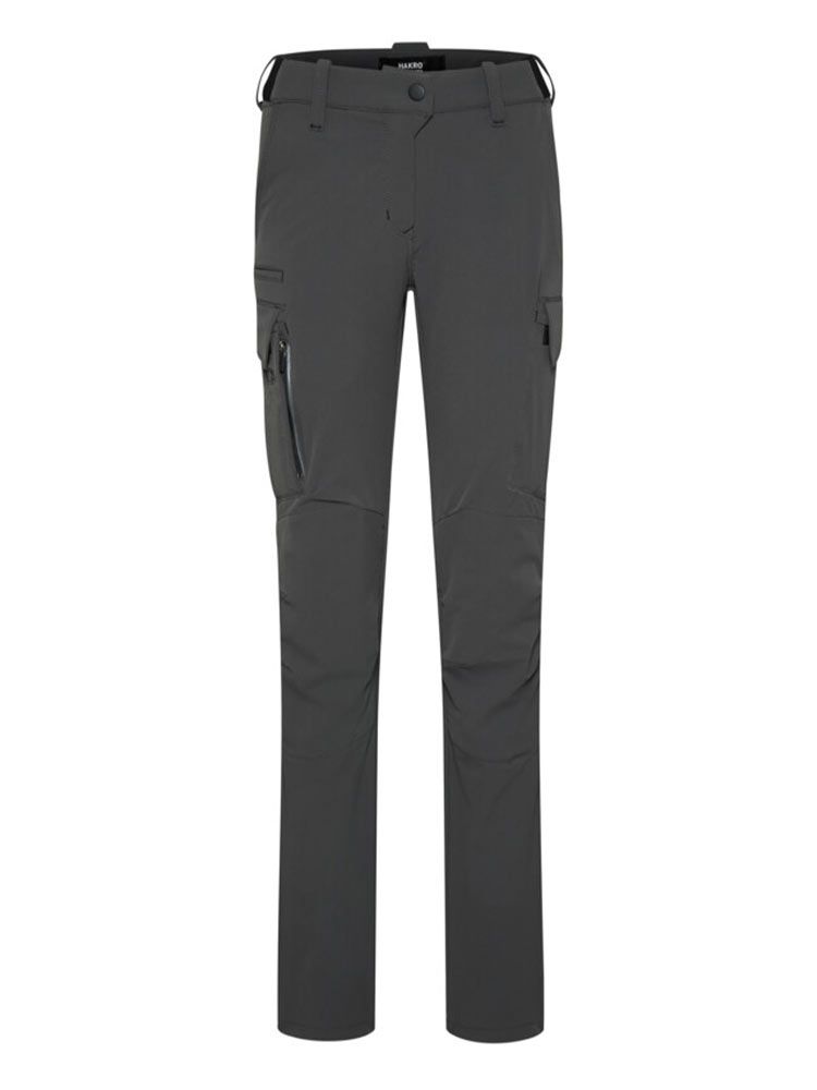 Damen Arbeitshose Stretch in Dunkelgrau von HAKRO – elastisch, robust, mit Cargotaschen