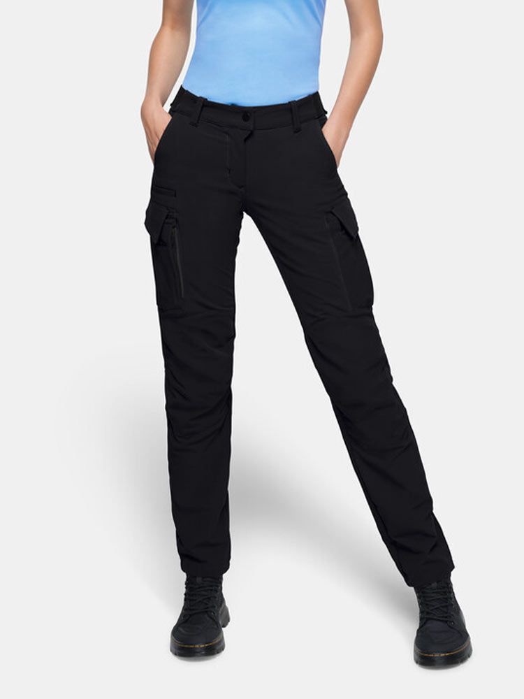 Arbeitshose Damen Stretch in Schwarz von HAKRO mit Cargotaschen und ergonomischer Passform