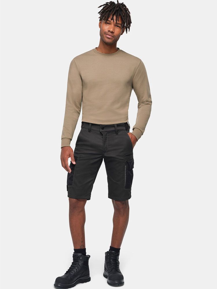 Kurze Arbeits Hose in Dunkelgrau für Handwerk und Bau, robust, nachhaltig, mit CORDURA®-Besatz