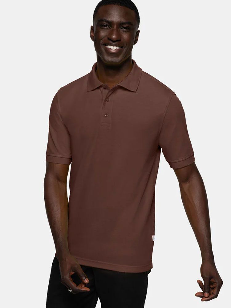Poloshirt Herren Braun - Strapazierfähiges Piqué-Poloshirt mit 3-Knopf-Leiste und Seitenschlitzen