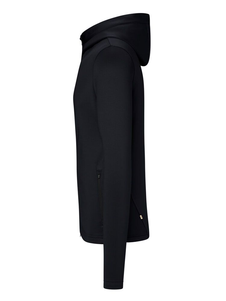 Leichte schwarze Kapuzenjacke aus Interlock-Fleece für Herren – ideal für Arbeit & Beruf