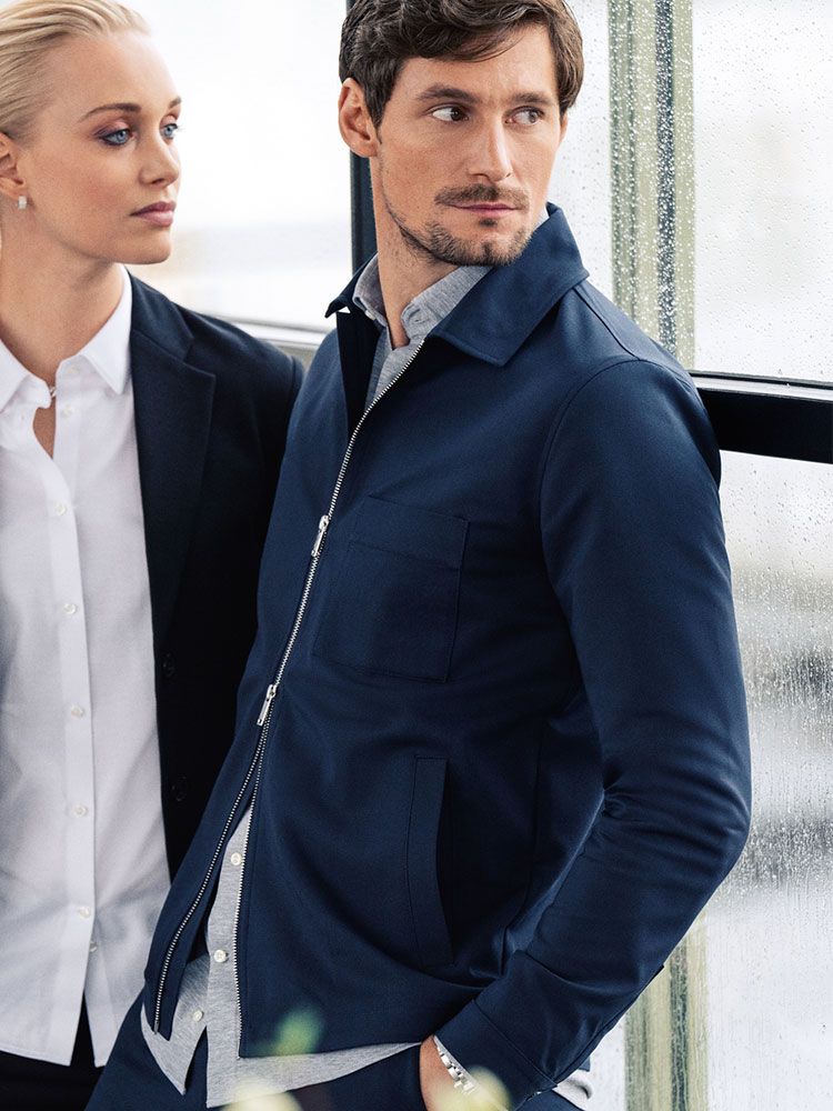 Herren Overshirt Dunkelblau mit Zwei-Wege-Reißverschluss