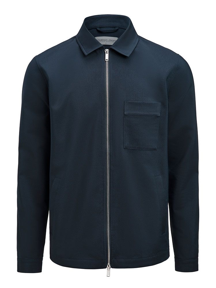 Herren Overshirt Dunkelblau mit Zwei-Wege-Reißverschluss