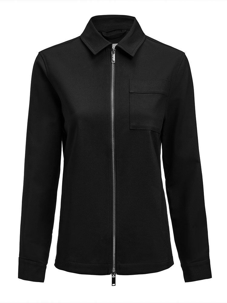 Damen Overshirt Schwarz mit Zwei-Wege-Reißverschluss