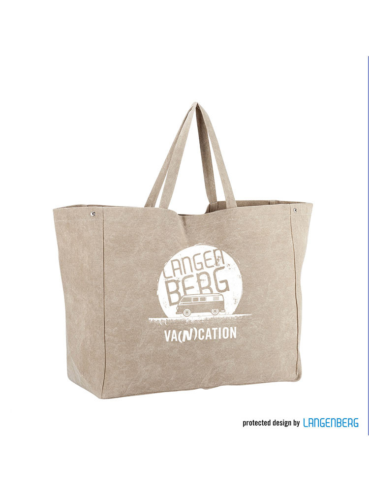 Große Strandtasche beige 75 l – wasserabweisend, robust, mit Logo bedruckbar