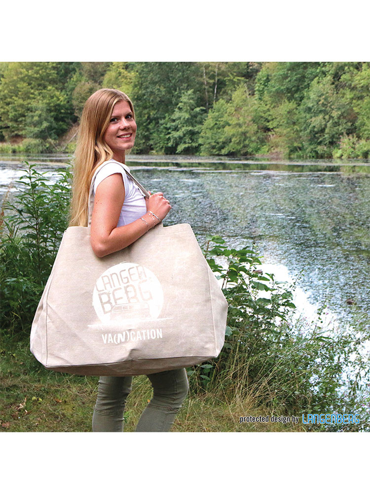 Große Strandtasche beige 75 l – wasserabweisend, robust, mit Logo bedruckbar