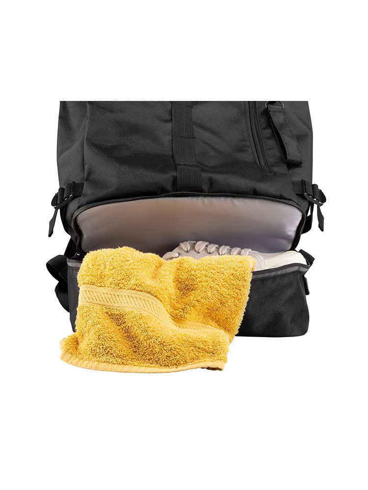 Schwarzer Rucksack 25 l VEGAS mit Laptopfach und Organizer – robustes 600D Polyester