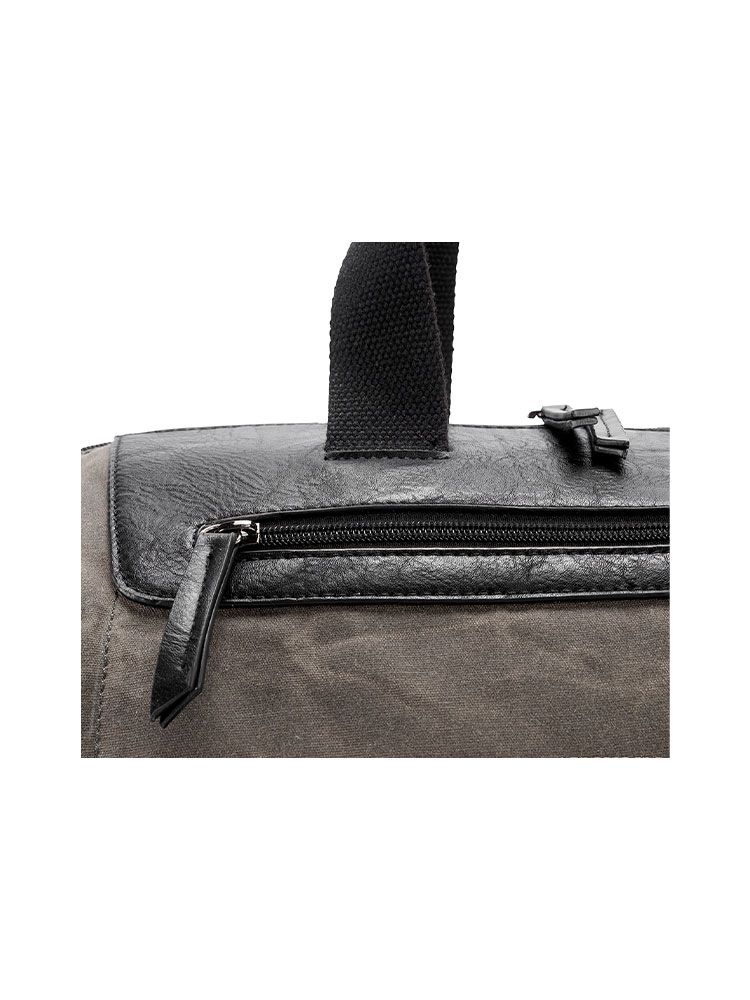 Modische Reisetasche MONACO aus Canvas (30 L) in Grau mit Schultergurt und Vortasche.