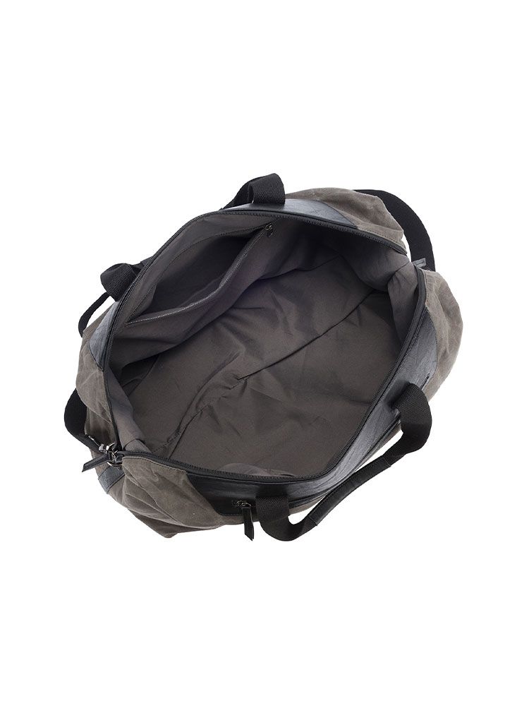 Modische Reisetasche MONACO aus Canvas (30 L) in Grau mit Schultergurt und Vortasche.