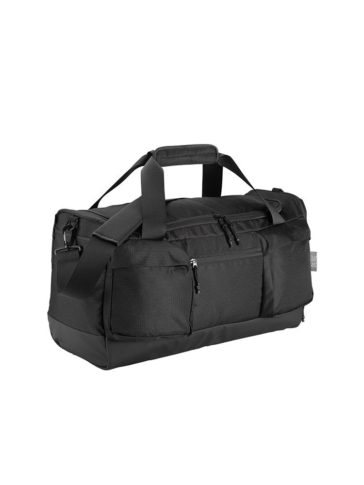 Schwarze Sporttasche 42L mit Schuhfach, Schultergurt und Tragegriffen aus 600D Polyester Ripstop