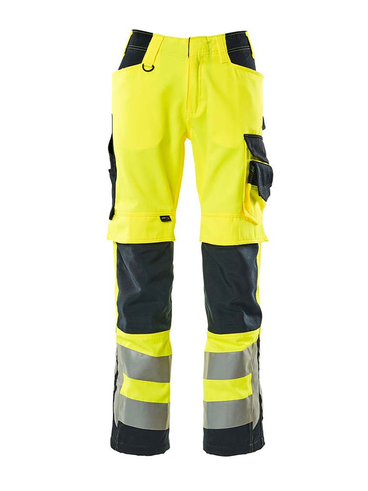 Strapazierfähige Warnschutzhose in Gelb-Schwarzblau