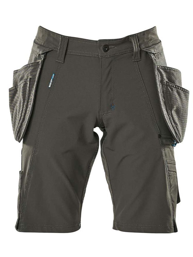 Stretch Shorts mit Hängetaschen in Dunkelgrau