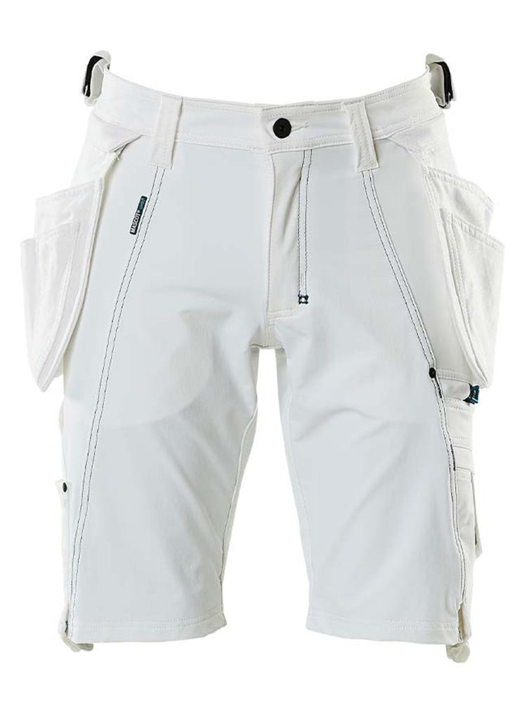 Stretch Shorts mit Hängetaschen in Weiß