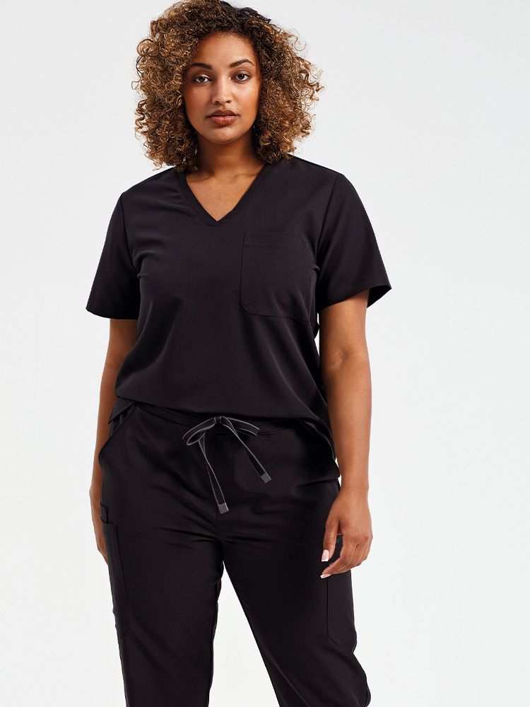 Stretch Kasack Damen Schwarz