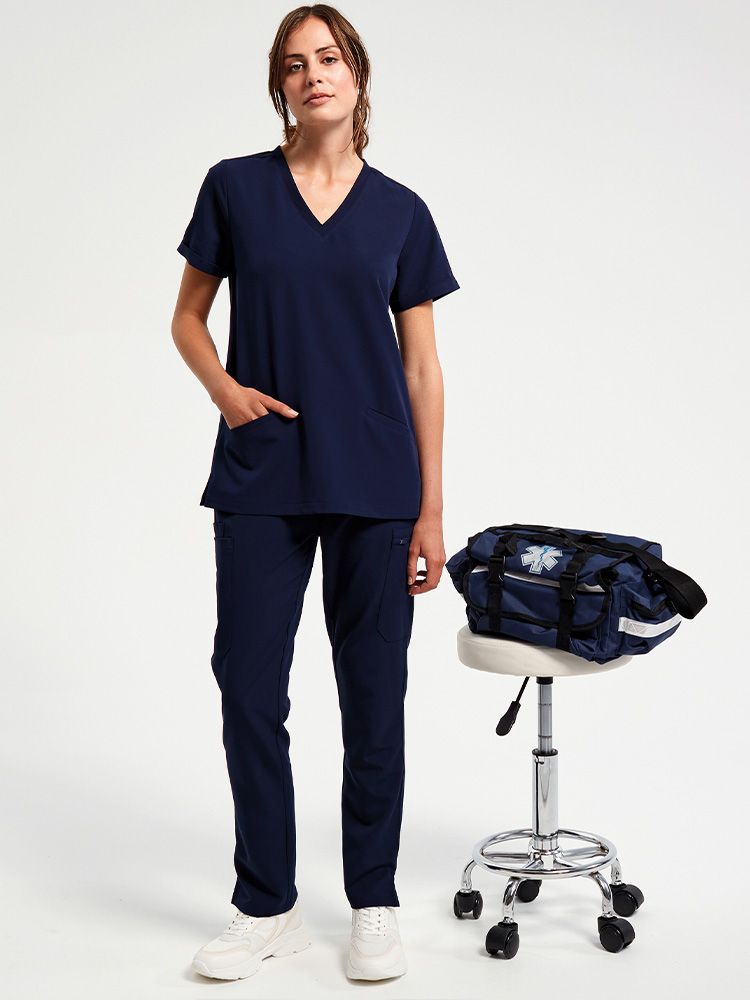 Stretch Kasack Damen Dunkelblau