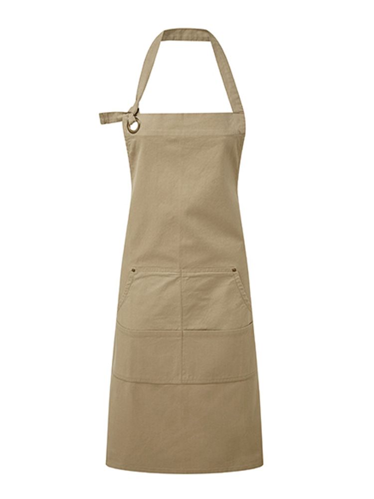 Latzschürze mit Taschen Beige