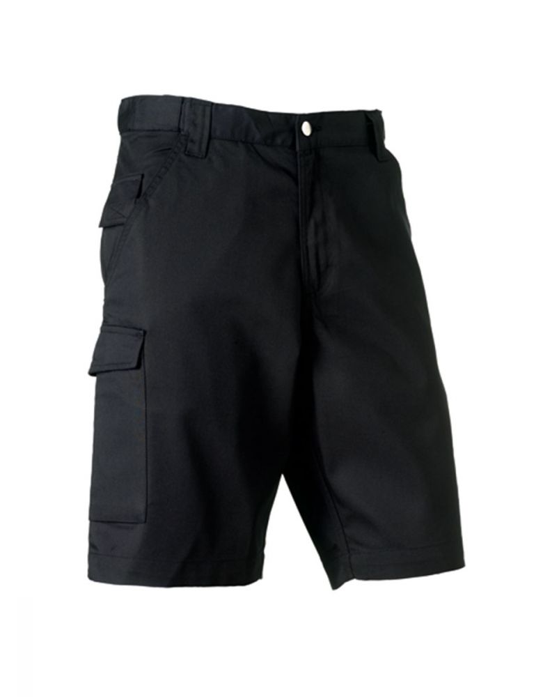 Kurze Arbeitshose Herren in Schwarz mit Taschen und Gummibund – ideal für Sommer, Werkstatt & Bau