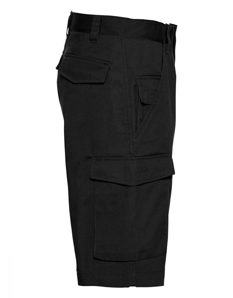 Kurze Arbeitshose Herren in Schwarz mit Taschen und Gummibund – ideal für Sommer, Werkstatt & Bau