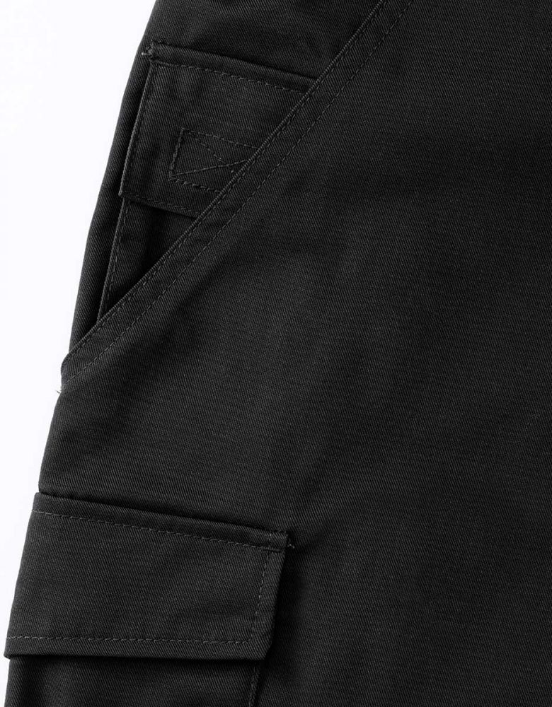 Kurze Arbeitshose Herren in Schwarz mit Taschen und Gummibund – ideal für Sommer, Werkstatt & Bau