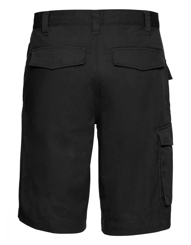 Kurze Arbeitshose Herren in Schwarz mit Taschen und Gummibund – ideal für Sommer, Werkstatt & Bau