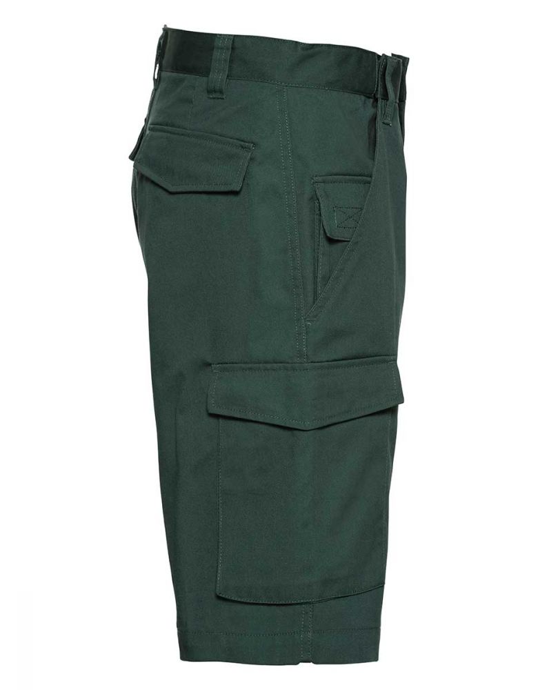 Arbeitshose Herren Kurz in Grün mit Cargotasche und elastischem Bund – ideal für Sommer und Handwerk