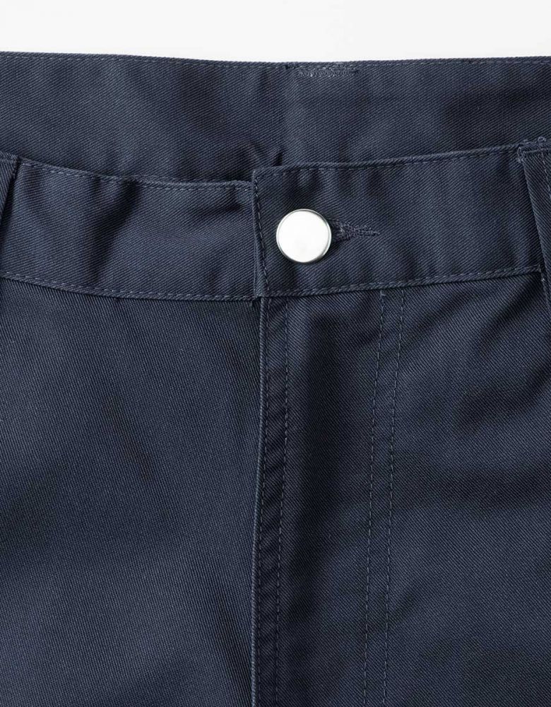 Kurze Arbeitshose Herren dunkelblau mit Cargotasche – robuste Shorts für Handwerk und Montagearbeiten