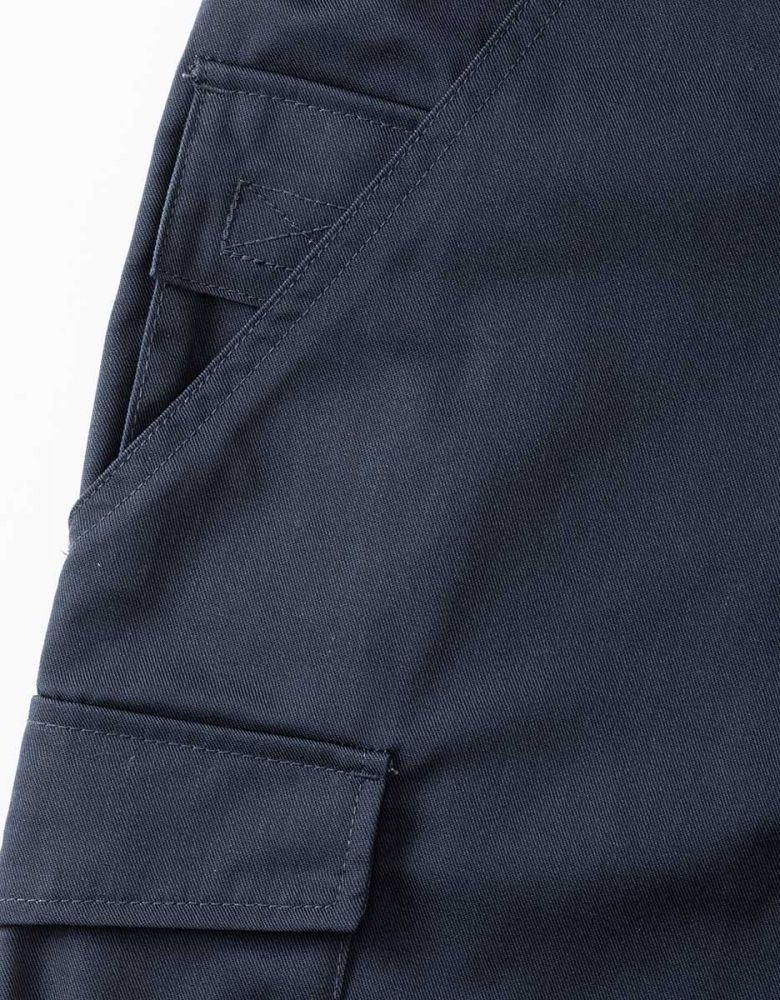 Kurze Arbeitshose Herren dunkelblau mit Cargotasche – robuste Shorts für Handwerk und Montagearbeiten