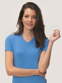 Damen T-Shirt in Blau mit V-Ausschnitt – funktional und modern geschnitten