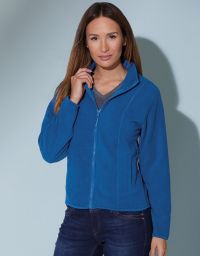 Damen Fleecejacke in Blau, taillierte Passform, mit zwei Taschen und elastischen Abschlüssen