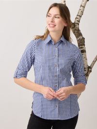 Trachtenbluse Blau kariert Damen