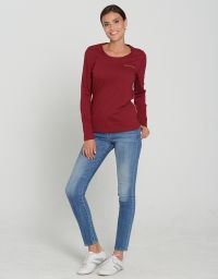 Damen Longsleeve Weinrot