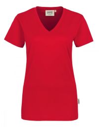 Damen V-Shirt Rot