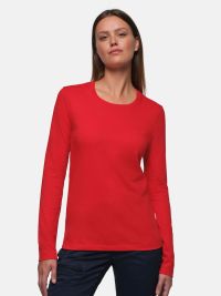 Damen Longsleeve Rot mit Rundhalsausschnitt, taillierter Schnitt