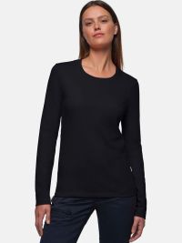 Schwarzes Longsleeve Damen von Hakro – Regular Fit, pflegeleicht, XS–6XL, bestickbar & bedruckbar