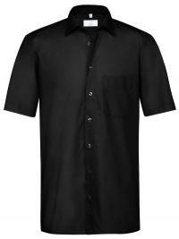 Schwarzes Kurzarmhemd mit Kent-Kragen und Brusttasche, Regular Fit für Herren