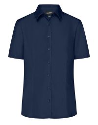 Damen Bluse dunkelblau kurzarm – taillierte Sommerbluse für Beruf & Alltag
