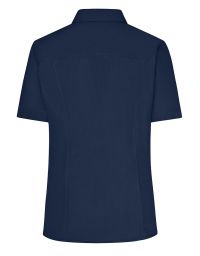 Damen Bluse dunkelblau kurzarm – taillierte Sommerbluse für Beruf & Alltag