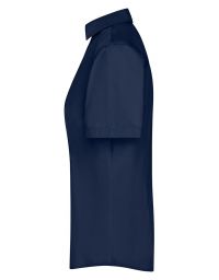 Damen Bluse dunkelblau kurzarm – taillierte Sommerbluse für Beruf & Alltag